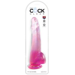 KING COCK - CLEAR DILDO CON TESTICOLI 19 CM ROSA 2