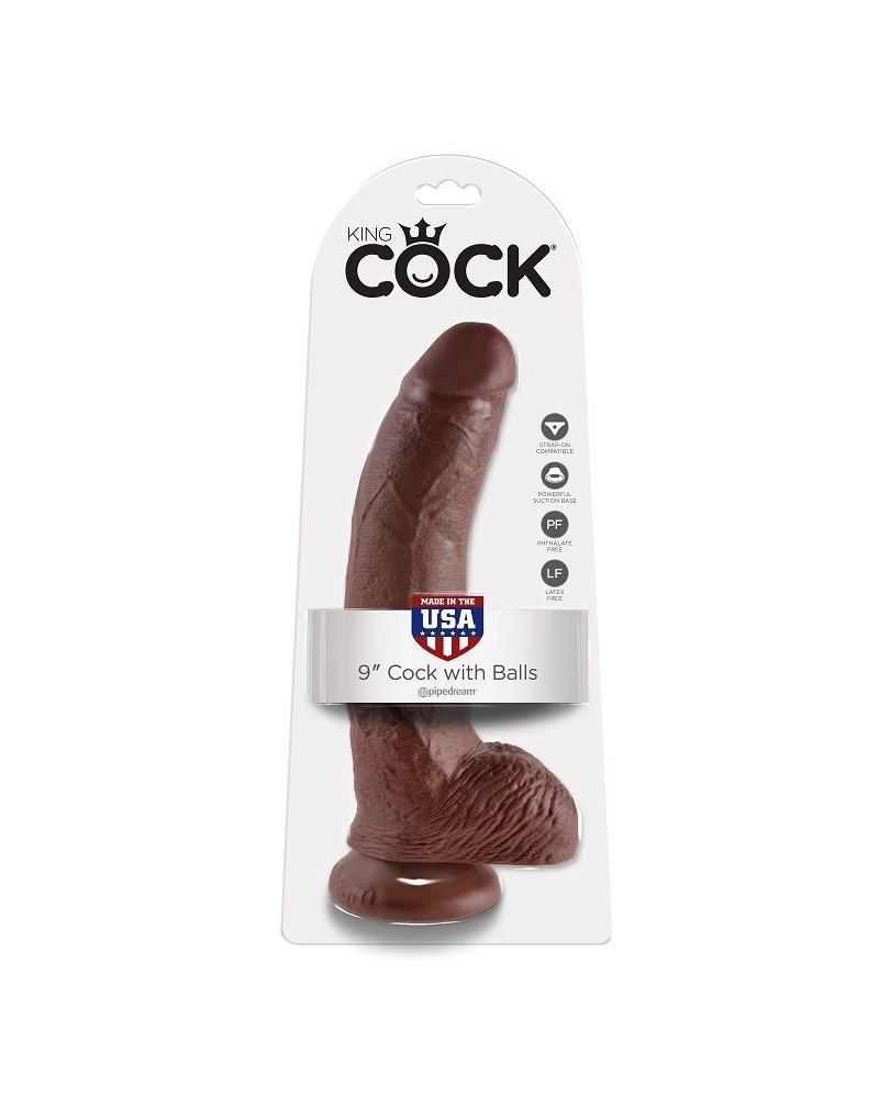 KING COCK - 9 DILDO MARRONE CON SFERE 22.9 CM