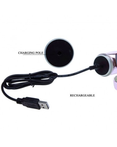 BAILE - VIBRATORE RICARICABILE CON ROTAZIONE E STIMOLATORE A FARFALLA PULSANTE