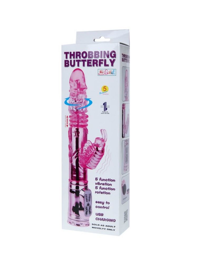 BAILE - VIBRATORE RICARICABILE CON ROTAZIONE E STIMOLATORE A FARFALLA PULSANTE