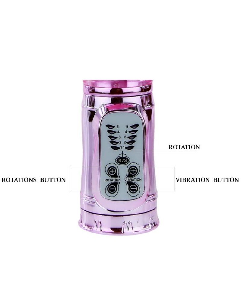 BAILE - VIBRATORE RICARICABILE CON ROTAZIONE E STIMOLATORE A FARFALLA PULSANTE