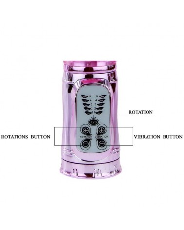 BAILE - VIBRATORE RICARICABILE CON ROTAZIONE E STIMOLATORE A FARFALLA PULSANTE