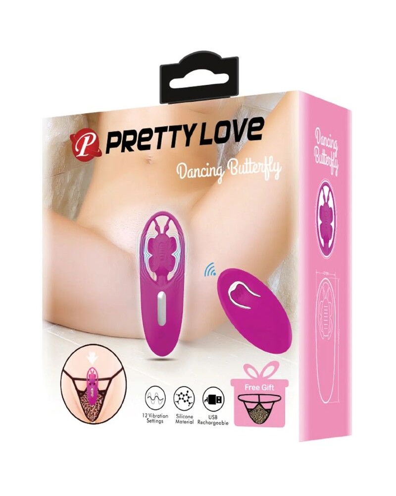 PRETTY LOVE - STIMOLATORE A FARFALLA PER MUTANDINE DANCING CON TELECOMANDO LILLA