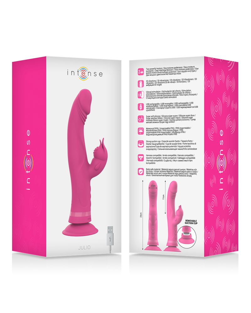 INTENSE - VIBRATORE JULIO RABBIT IN SILICONE ROSA
