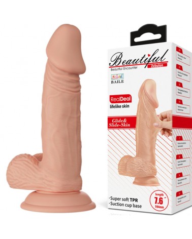 BAILE - BELLISSIMO DILDO FLESSIBILE REALISTICO ZEBULONE INCONTRO 19.4 CM NATURALE