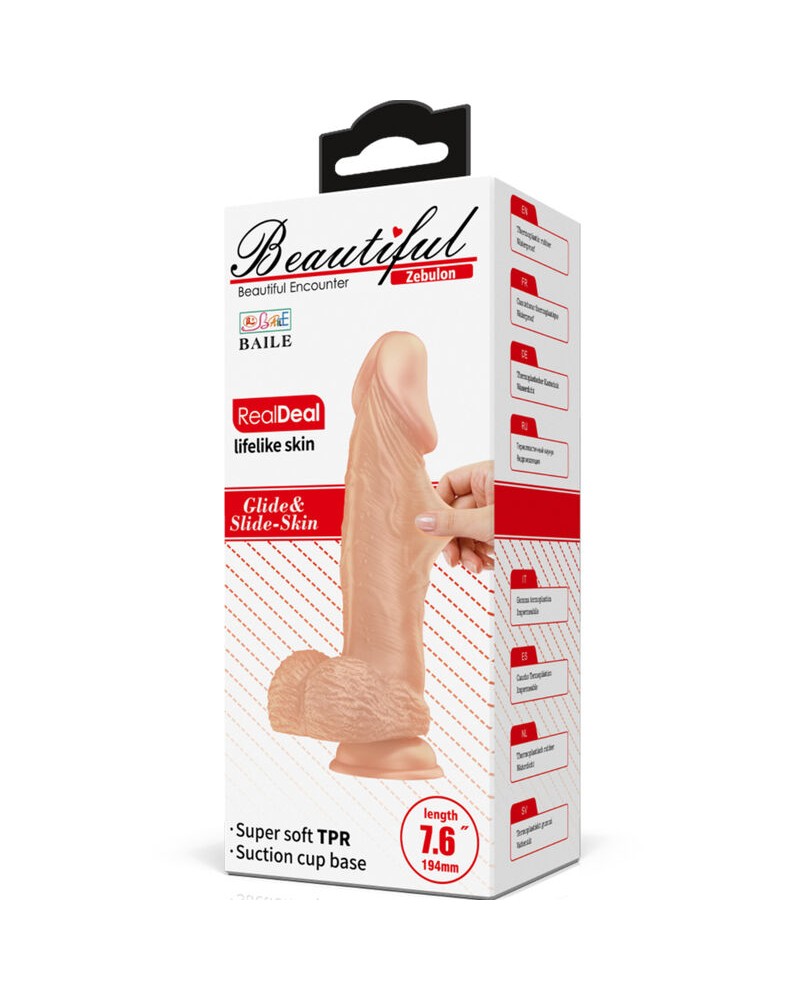 BAILE - BELLISSIMO DILDO FLESSIBILE REALISTICO ZEBULONE INCONTRO 19.4 CM NATURALE