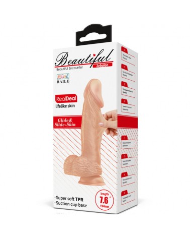 BAILE - BELLISSIMO DILDO FLESSIBILE REALISTICO ZEBULONE INCONTRO 19.4 CM NATURALE