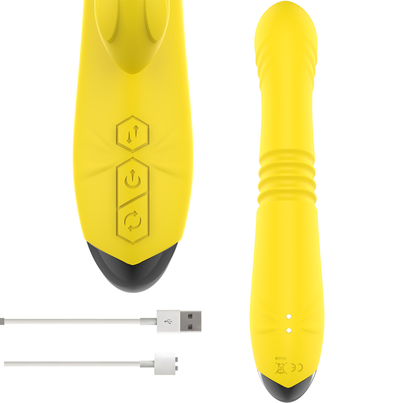 INTENSE - VIBRATORE MULTIFUNZIONE TOKY UP  DOWN CON STIMOLATORE CLITORALE GIALLO