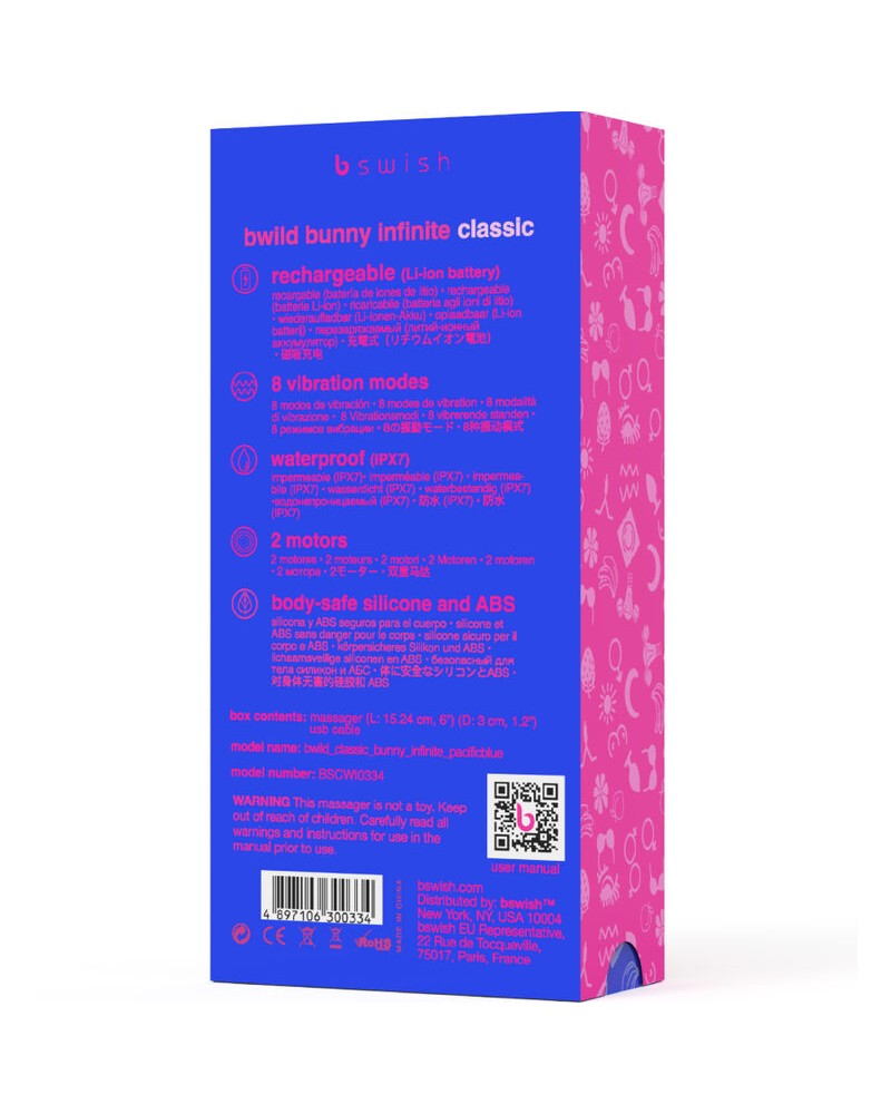 B SWISH - BWILD BUNNY INFINITE CLASSIC VIBRATORE RICARICABILE IN SILICONE BLU
