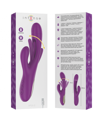 INTENSE - APOLO VIBRATORE MULTIFUNZIONE RICARICABILE 7 VIBRAZIONI CON LINGUA OSCILLANTE VIOLA