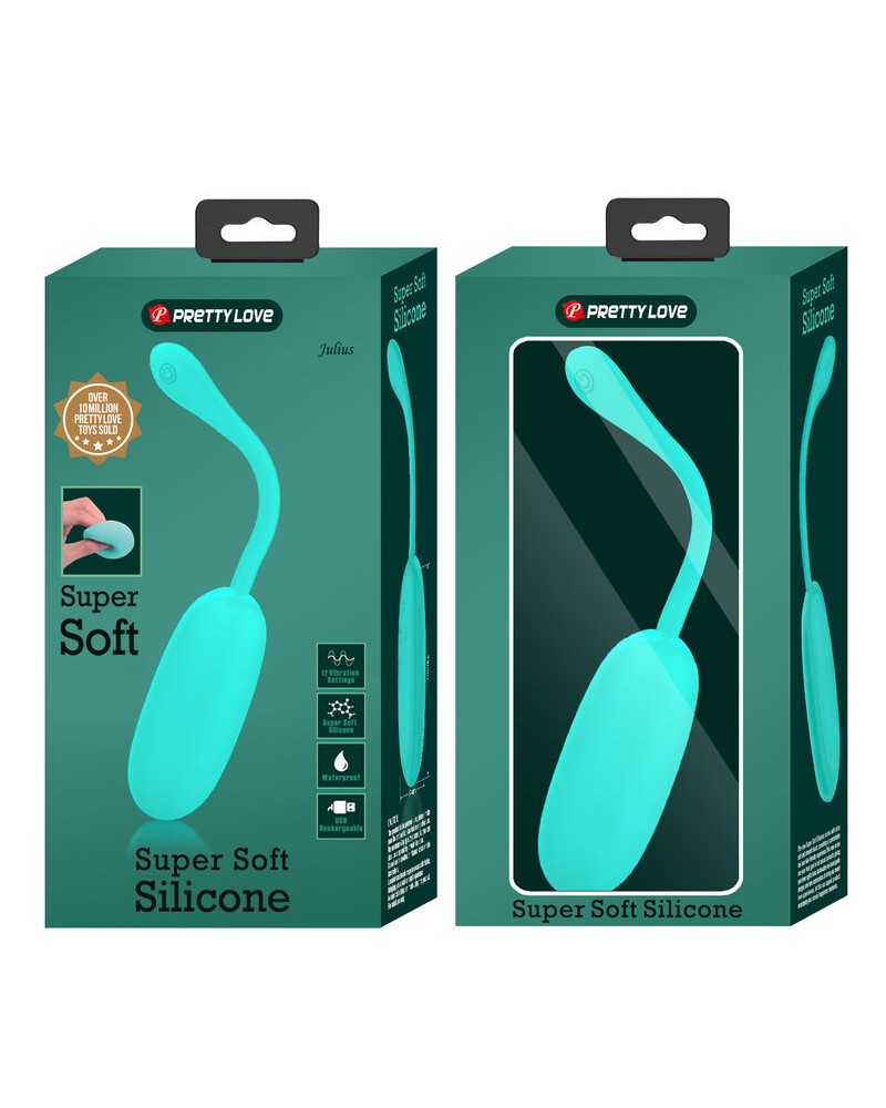 PRETTY LOVE - UOVO VIBRANTE JULIUS IMPERMEABILE-RICARICABILE VERDE ACQUA