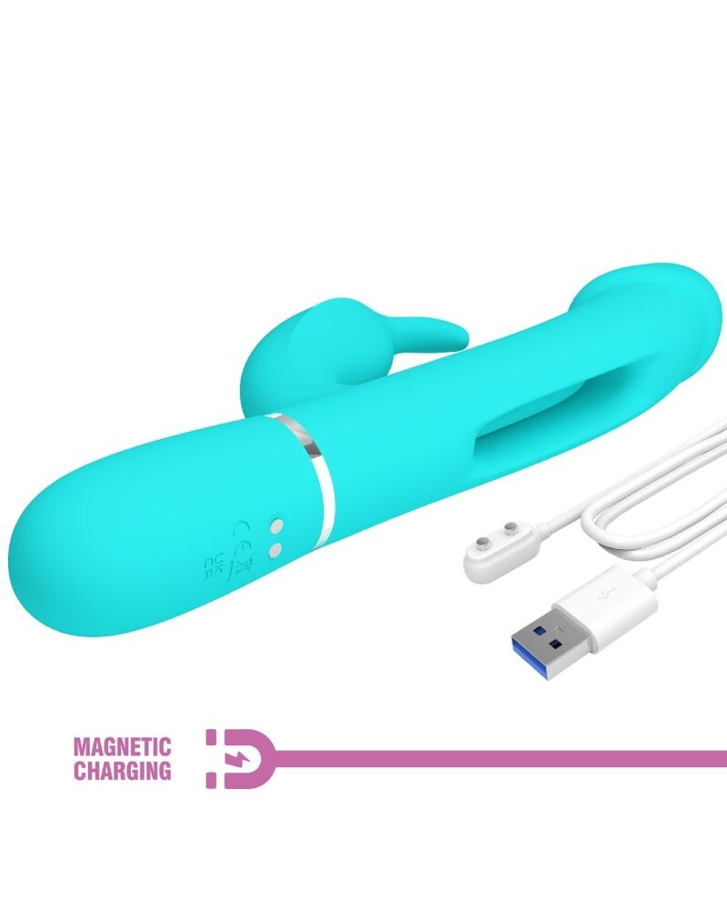 PRETTY LOVE - VIBRATORE DEJON RABBIT 3 IN 1 MULTIFUNZIONE VERDE ACQUA