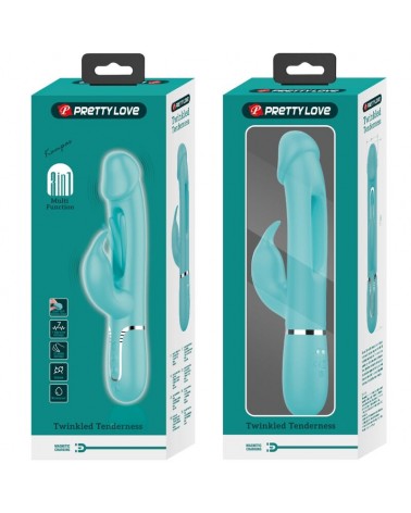 PRETTY LOVE - VIBRATORE DEJON RABBIT 3 IN 1 MULTIFUNZIONE VERDE ACQUA