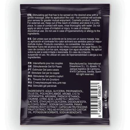 SPARTAN - GEL POTENZIATORE DELL'EREZIONE CON EFFETTO FREDDO-CALDO 100% VEGANO 4ML